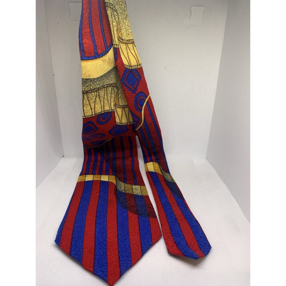 Vintage 90s Gianni Versace Silk Tie Curtain Drape Stripe Made in Spain